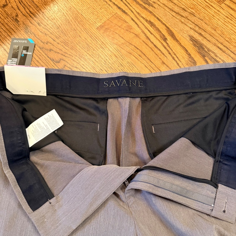 Savane Complete Comfort 4-Way Stretch Dress Pants 38x29 Grey Straight Fit - Picture 4 of 9